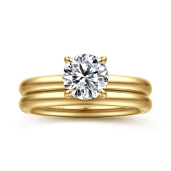 Clearance Gabriel & Co. Unite - 14K Yellow Gold Round Solitaire Diamond Engagement Ring