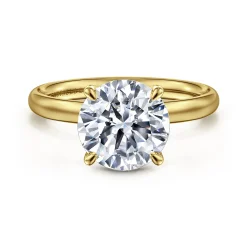 Clearance Gabriel & Co. Unite - 14K Yellow Gold Round Solitaire Diamond Engagement Ring