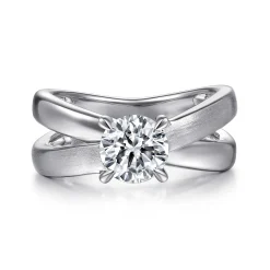 Discount Gabriel & Co. Ursa - 14K White Gold Split Shank Round Diamond Engagement Ring
