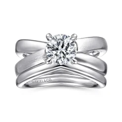 Discount Gabriel & Co. Ursa - 14K White Gold Split Shank Round Diamond Engagement Ring