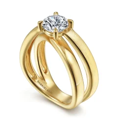 Discount Gabriel & Co. Ursa - 14K Yellow Gold Split Shank Round Diamond Engagement Ring