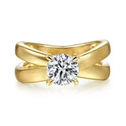 Discount Gabriel & Co. Ursa - 14K Yellow Gold Split Shank Round Diamond Engagement Ring