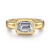 New Gabriel & Co. Uva - 14K Yellow Gold East West and Bezel Prong Emerald Cut Diamond Engagement Ring