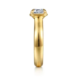 New Gabriel & Co. Uva - 14K Yellow Gold East West and Bezel Prong Emerald Cut Diamond Engagement Ring