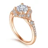 New Gabriel & Co. Veronique - Unique 14K Rose Gold Vintage Inspired Halo Diamond Engagement Ring