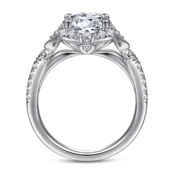 Best Gabriel & Co. Veronique - Unique 14K White Gold Vintage Inspired Halo Diamond Engagement Ring