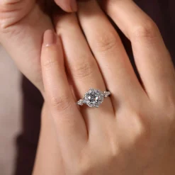 Sale Gabriel & Co. Veronique - Unique 14K White Gold Vintage Inspired Halo Diamond Engagement Ring