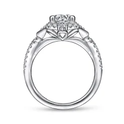 Sale Gabriel & Co. Veronique - Unique 14K White Gold Vintage Inspired Halo Diamond Engagement Ring