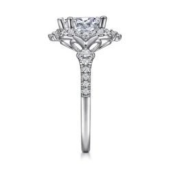 Gabriel & Co. Veronique - Unique 14K White Gold Vintage Inspired Pear Shape Halo Diamond Engagement Ring