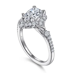 Gabriel & Co. Veronique - Unique 14K White Gold Vintage Inspired Pear Shape Halo Diamond Engagement Ring