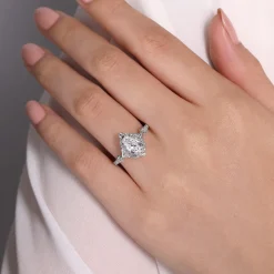 Gabriel & Co. Veronique - Unique 14K White Gold Vintage Inspired Pear Shape Halo Diamond Engagement Ring