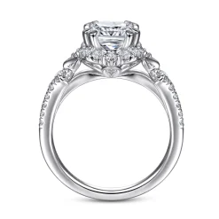 Hot Gabriel & Co. Veronique - Unique 14K White Gold Vintage Inspired Cushion Halo Diamond Engagement Ring