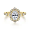Clearance Gabriel & Co. Veronique - Unique 14K Yellow Gold Vintage Inspired Oval Halo Diamond Engagement Ring