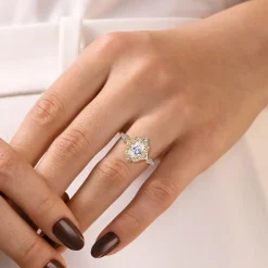 Clearance Gabriel & Co. Veronique - Unique 14K Yellow Gold Vintage Inspired Oval Halo Diamond Engagement Ring