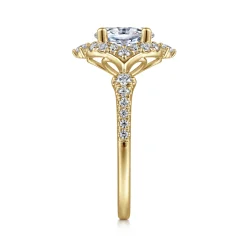 Clearance Gabriel & Co. Veronique - Unique 14K Yellow Gold Vintage Inspired Oval Halo Diamond Engagement Ring
