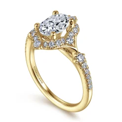 Clearance Gabriel & Co. Veronique - Unique 14K Yellow Gold Vintage Inspired Oval Halo Diamond Engagement Ring