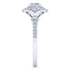 Outlet Gabriel & Co. Veronique - Vintage Inspired 14K White Gold Fancy Halo Round Diamond Engagement Ring