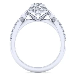 Outlet Gabriel & Co. Veronique - Vintage Inspired 14K White Gold Fancy Halo Round Diamond Engagement Ring