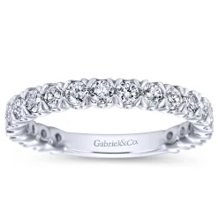 Best Gabriel & Co. Vienne - 14K White Gold Prong Set Diamond Wedding Band - 1.07 ct