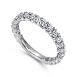 Best Gabriel & Co. Vienne - 14K White Gold Prong Set Diamond Wedding Band - 1.07 ct
