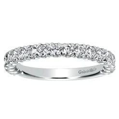 Gabriel & Co. Vienne - 14K White Gold Prong Set Diamond Wedding Band - 0.72 ct