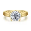 Sale Gabriel & Co. Villa - 14K Yellow Gold Half Bezel Oval Diamond Engagement Ring