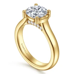 Sale Gabriel & Co. Villa - 14K Yellow Gold Half Bezel Oval Diamond Engagement Ring