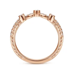 New Gabriel & Co. Vintage Inspired 14K Rose Gold Curved Diamond Wedding Band - 0.18 ct