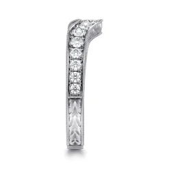 Gabriel & Co. Vintage Inspired 14K White Gold Curved Diamond Wedding Band - 0.5 ct