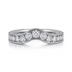 Gabriel & Co. Vintage Inspired 14K White Gold Curved Diamond Wedding Band - 0.5 ct