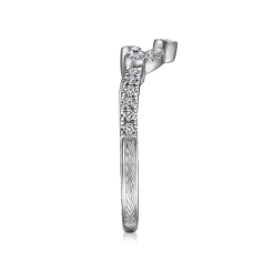 Outlet Gabriel & Co. Vintage Inspired 14K White Gold Curved Diamond Wedding Band - 0.18 ct