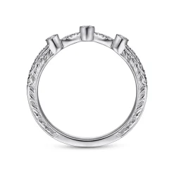 Outlet Gabriel & Co. Vintage Inspired 14K White Gold Curved Diamond Wedding Band - 0.18 ct