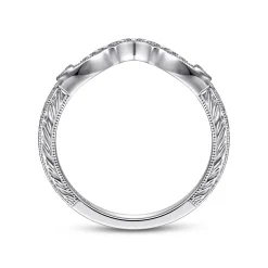 Best Gabriel & Co. Vintage Inspired 14K White Gold Curved Diamond Wedding Band - 0.1 ct