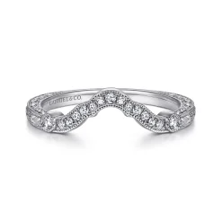 Best Gabriel & Co. Vintage Inspired 14K White Gold Curved Diamond Wedding Band - 0.1 ct