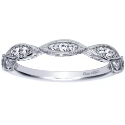 Sale Gabriel & Co. Vintage Inspired 14K White Gold Marquise Station Diamond Anniversary Band - 0.15 ct