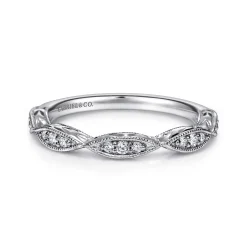 Sale Gabriel & Co. Vintage Inspired 14K White Gold Marquise Station Diamond Anniversary Band - 0.15 ct