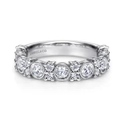 New Gabriel & Co. Vintage Inspired Platinum Diamond Anniversary Band - 1 ct