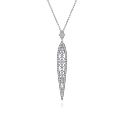 Discount Gabriel & Co. Vintage 14K White Gold Diamond Pendant Necklace
