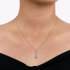 Online Gabriel & Co. Vintage 14K White Gold Diamond Teardrop Pendant Necklace