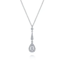 Online Gabriel & Co. Vintage 14K White Gold Diamond Teardrop Pendant Necklace