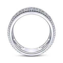 Sale Gabriel & Co. Vintage 14K White Gold Diamond Wide Band Ring