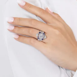 Discount Gabriel & Co. Vintage 14K White Gold Sapphire and Diamond Ring Enhancer - 0.35 ct