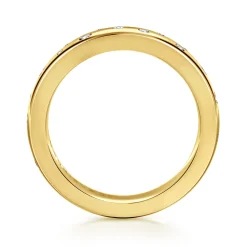 Clearance Gabriel & Co. Vionne - 14K Yellow Gold Flush Set Cluster Diamond Cigar Band - 0.24 ct