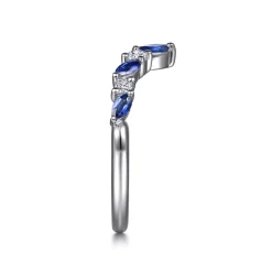 Outlet Gabriel & Co. Virelle - 14K White Gold Prong Set Marquise and Round Open Diamond Anniversary Band - 0.16 ct