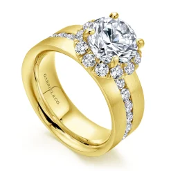 Best Gabriel & Co. Virginia - 14K Yellow Gold Round Halo Diamond Engagement Ring