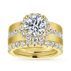 Best Gabriel & Co. Virginia - 14K Yellow Gold Round Halo Diamond Engagement Ring