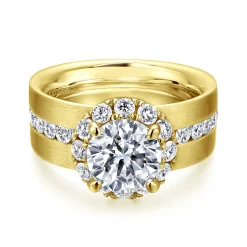 Best Gabriel & Co. Virginia - 14K Yellow Gold Round Halo Diamond Engagement Ring