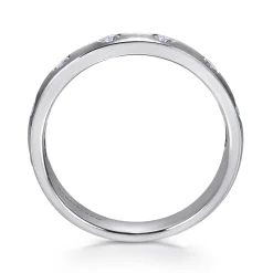 Clearance Gabriel & Co. Vitoria - 14K White Gold Flush Set Round 7 Stone Diamond Anniversary Band - 0.17 ct
