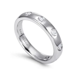 Discount Gabriel & Co. Vitoria - 14K White Gold Flush Set 7 Stone Diamond Anniversary Band - 0.3 ct