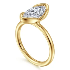 Clearance Gabriel & Co. Vivienne - 14K Yellow Gold Half Bezel Marquise Shape Solitaire Diamond Engagement Ring